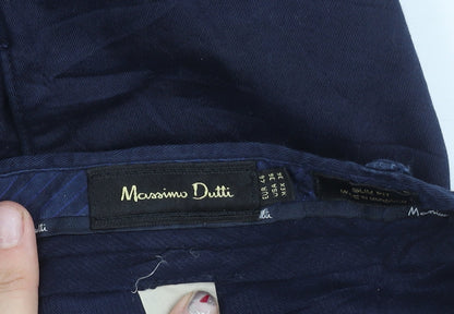 Massimo Dutti Men's Blue Slim Fit Chino Trousers Size M Waist 32