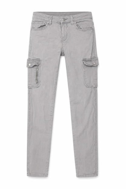 PrimCo Womens Grey Cargo Jeans Size 10 Regular Fit Cotton