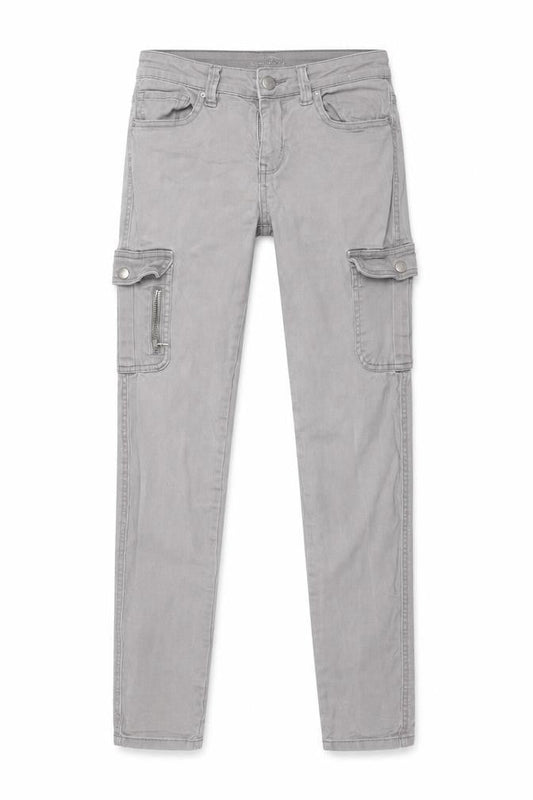 PrimCo Womens Grey Cargo Jeans Size 10 Regular Fit Cotton