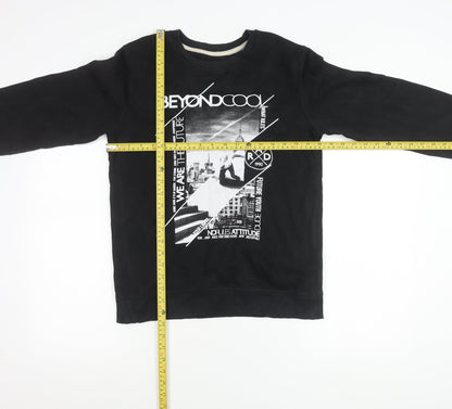 George Boys Black Graphic Pullover Sweatshirt 13-14 Years Crew Neck