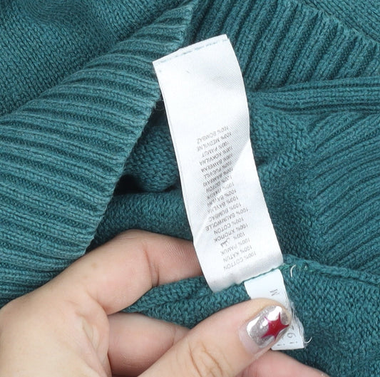 Maine New England Mens Green Cotton V-Neck Jumper Size M