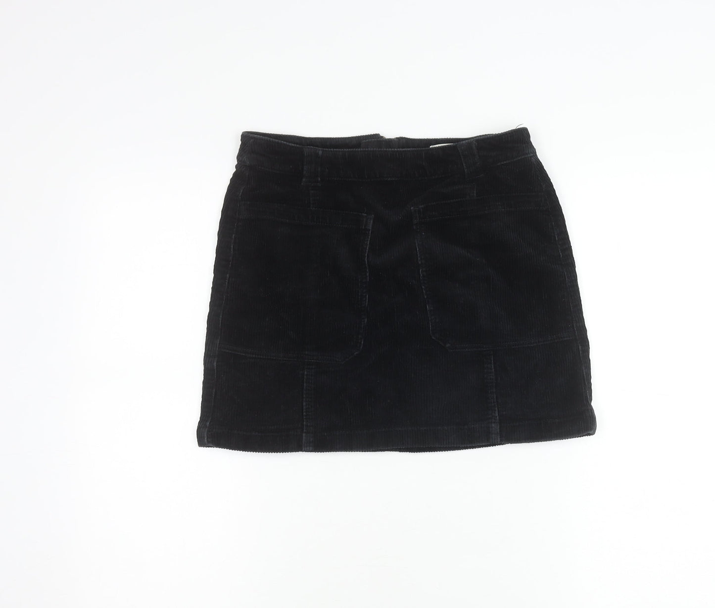 Marks and Spencer Women’s Black Corduroy Skirt Size 8 Short Zip