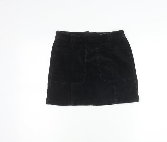 Marks and Spencer Women’s Black Corduroy Skirt Size 8 Short Zip