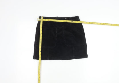 Marks and Spencer Women’s Black Corduroy Skirt Size 8 Short Zip