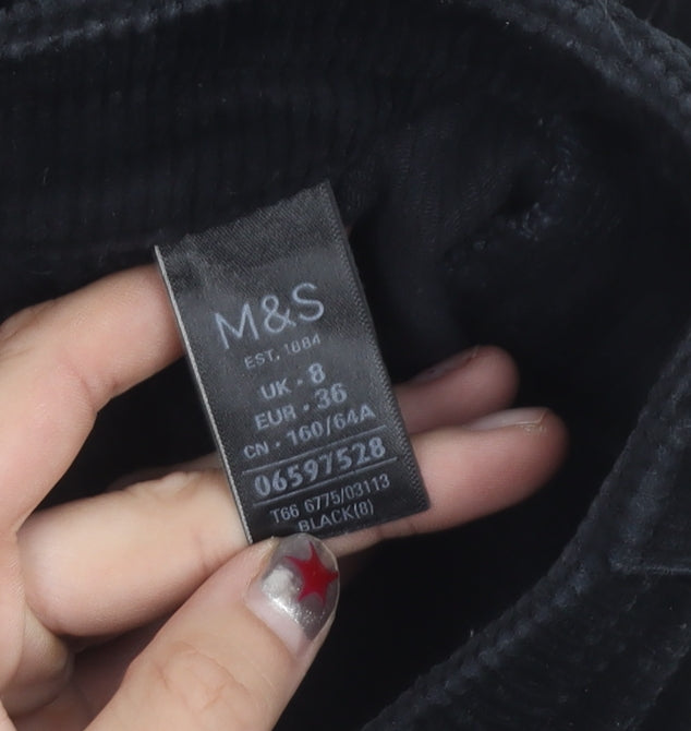Marks and Spencer Women’s Black Corduroy Skirt Size 8 Short Zip
