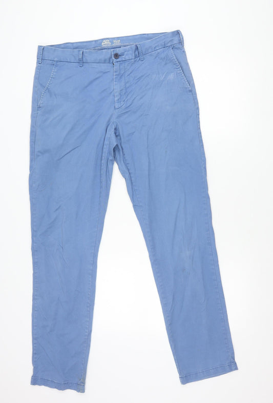 IZOD Men’s Blue Slim Fit Chino Trousers 34x34 Casual Cotton