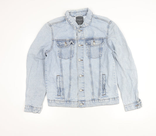 Primark Womens Blue Denim Jacket M Casual Buttoned Classic