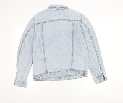 Primark Womens Blue Denim Jacket M Casual Buttoned Classic
