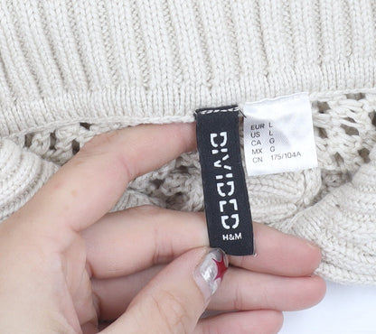 H&M Divided Womens Beige Collared Open Knit Cardigan L