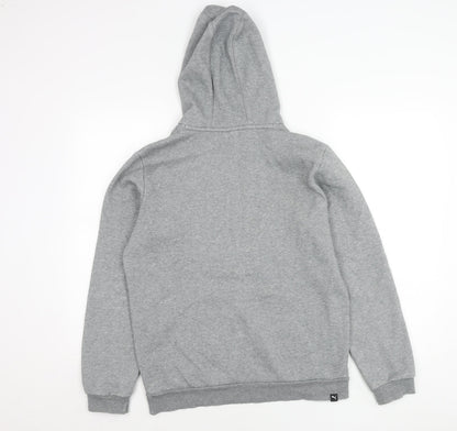 Puma Boys Grey Pullover Hoodie Size 16Y Regular Fit Logo Sportswear
