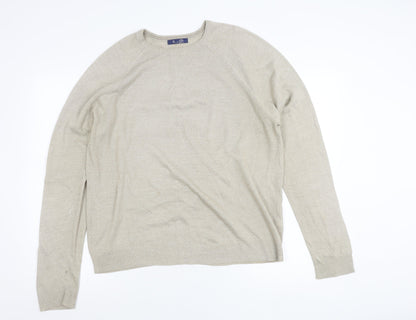 BHS Men's Beige Acrylic Crew Neck Pullover Jumper Size M