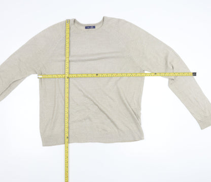 BHS Men's Beige Acrylic Crew Neck Pullover Jumper Size M