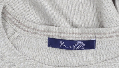 BHS Men's Beige Acrylic Crew Neck Pullover Jumper Size M