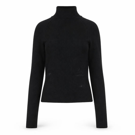 Zara Women Black M Mock Neck Slim Knit Long Sleeve Top