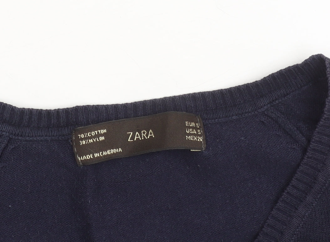 Womens UK Size S Zara Blue Pullover Jumper
