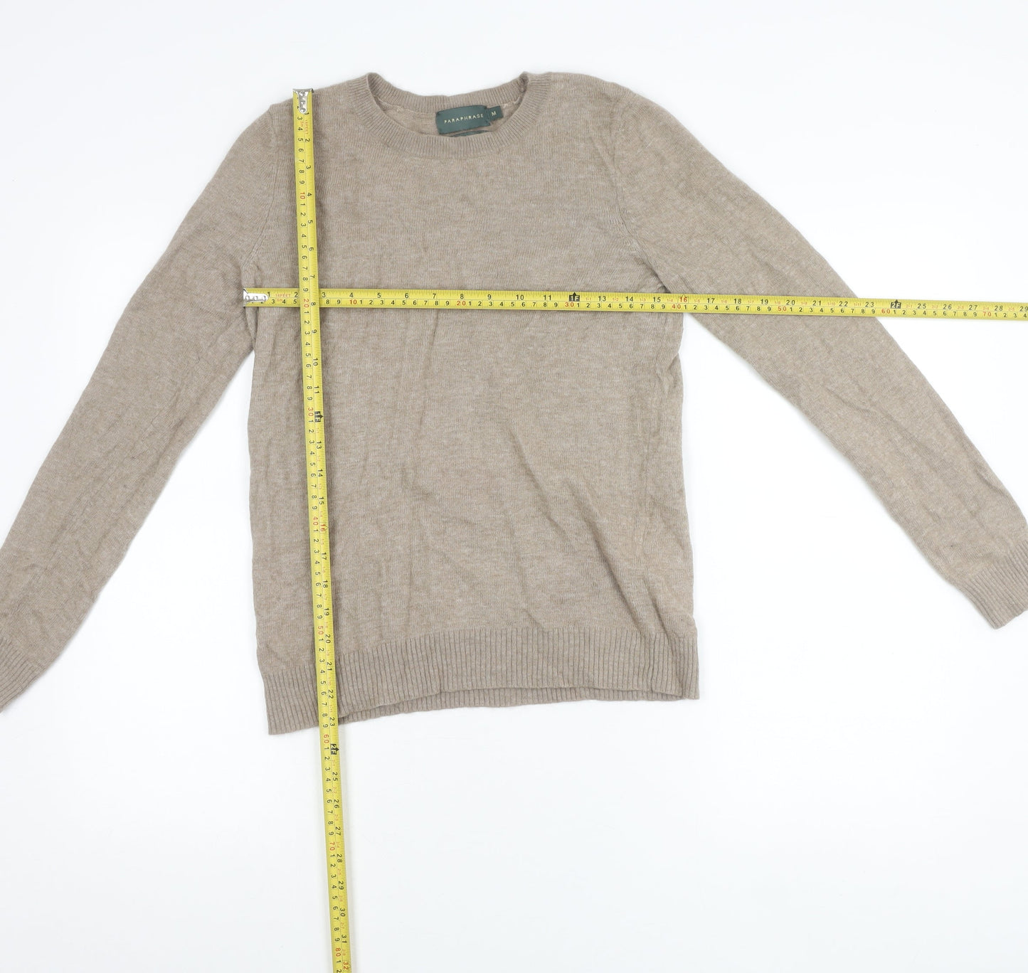 Womens UK Size M Paraphrase Beige Pullover Jumper