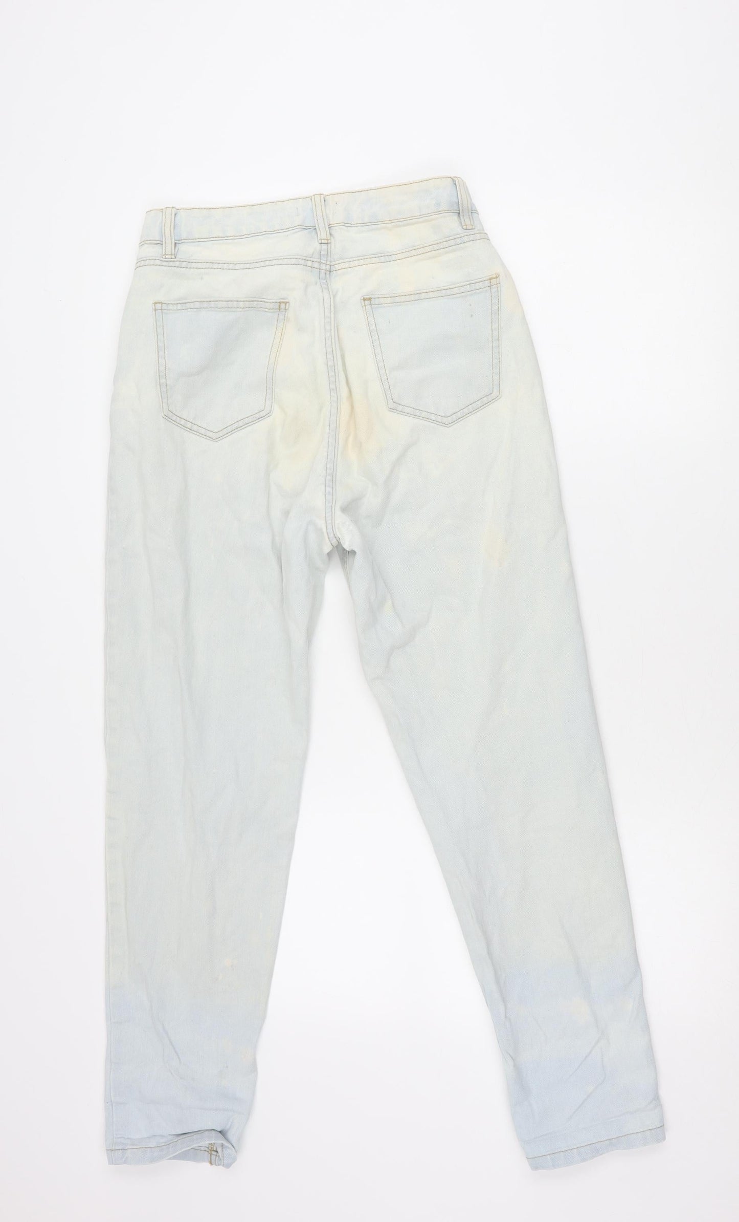 Boohoo Women’s Blue Mom Jeans UK 8 Distressed Light Wash