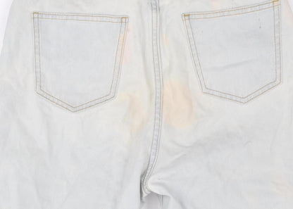 Boohoo Women’s Blue Mom Jeans UK 8 Distressed Light Wash