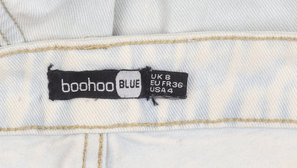 Boohoo Women’s Blue Mom Jeans UK 8 Distressed Light Wash