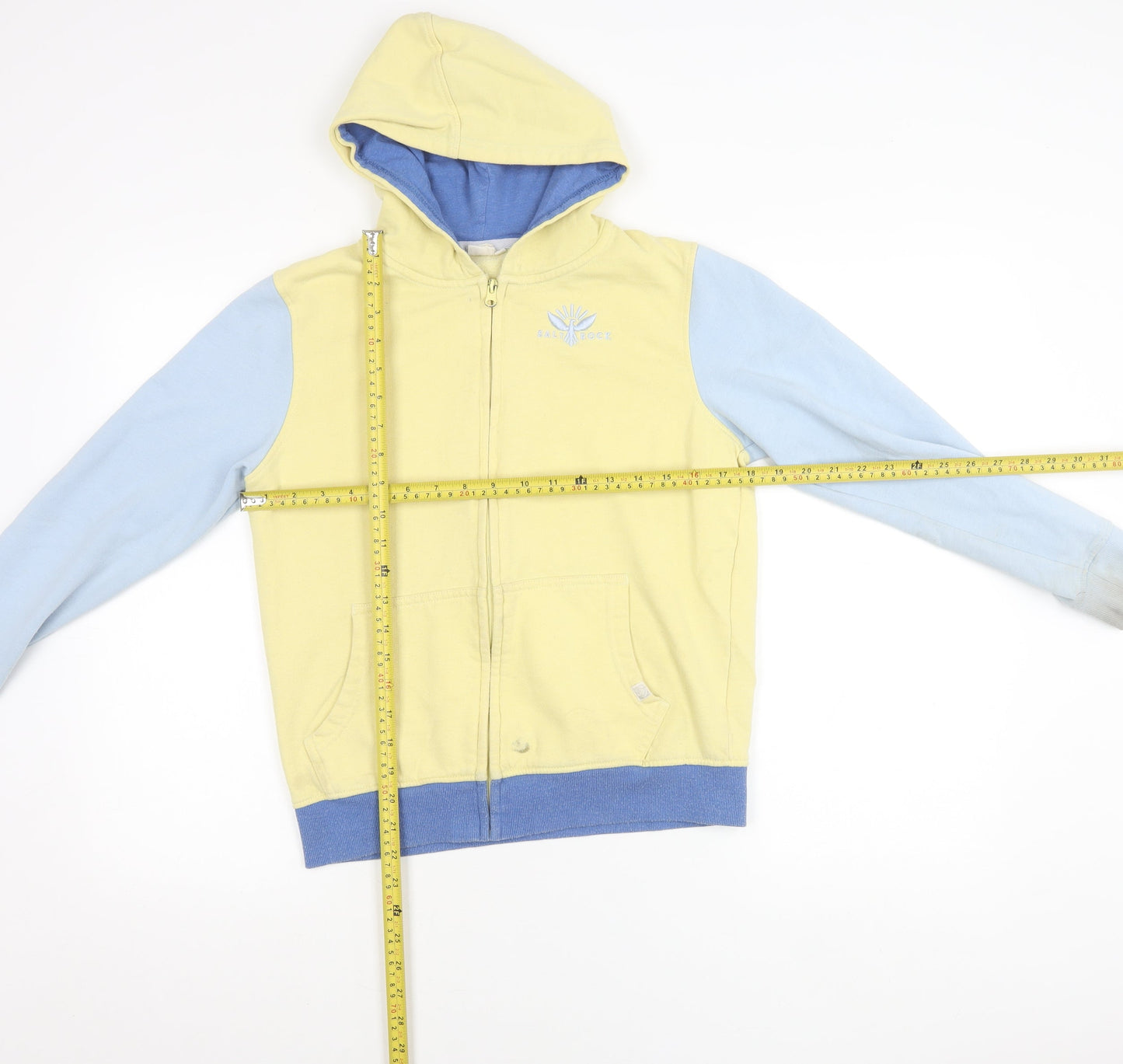 Saltrock Girls Yellow Blue Hooded Full Zip Jacket 13 Years