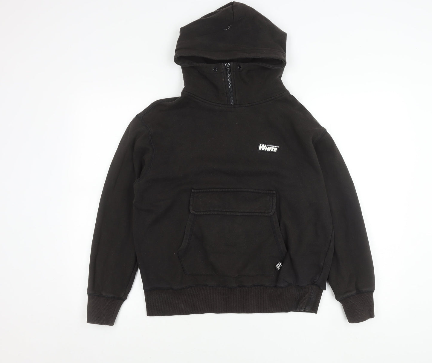 Chocolate Mens Black Small Pullover Hoodie Graphic Print 1/2 Zip