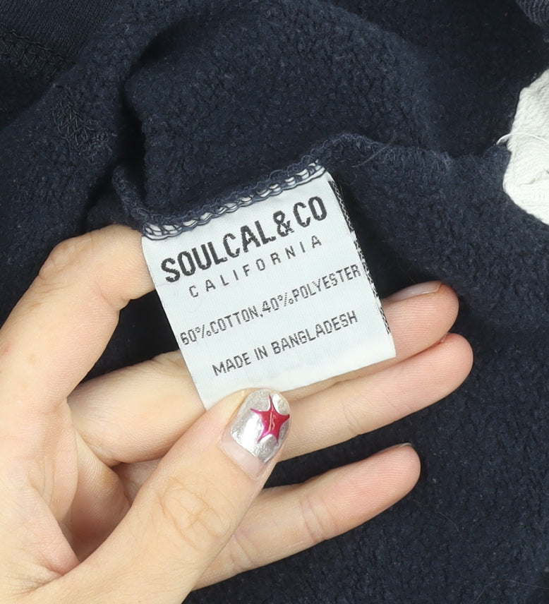 SoulCal & Co Womens Navy Hoodie Pullover L Cotton Blend Casual