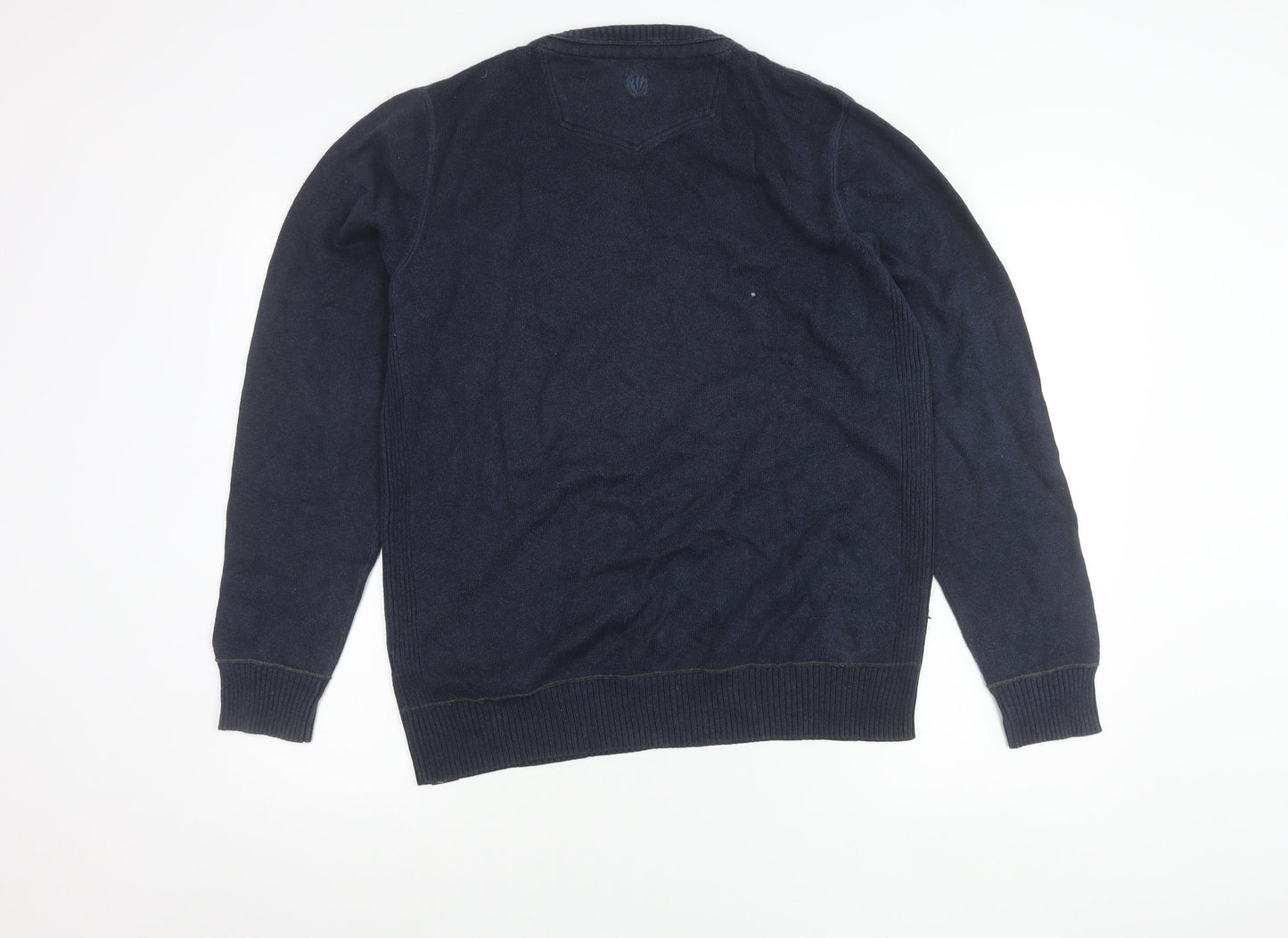 Fat Face Men’s Blue V-Neck Cotton Wool Jumper M Regular Casual