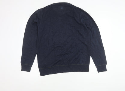 Fat Face Men’s Blue V-Neck Cotton Wool Jumper M Regular Casual