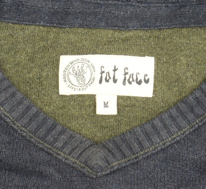 Fat Face Men’s Blue V-Neck Cotton Wool Jumper M Regular Casual