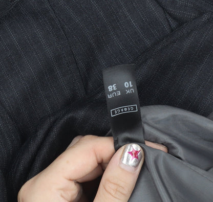 George Womens Black Pinstripe Suit Jacket Size 10 Regular Fit Business Blazer