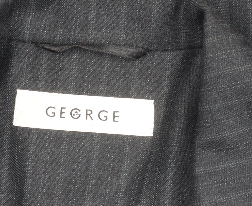 George Womens Black Pinstripe Suit Jacket Size 10 Regular Fit Business Blazer