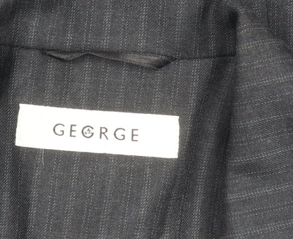 George Womens Black Pinstripe Suit Jacket Size 10 Regular Fit Business Blazer