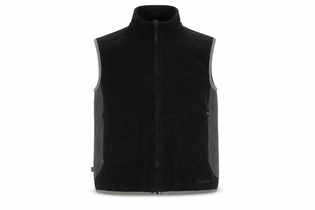 Front view of Mountain Life unisex adults black fleece waistcoat bodywarmer, size 14