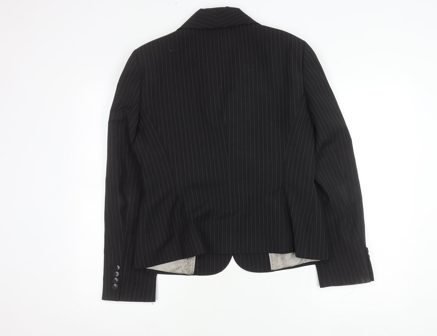 Austin Reed Women Black Pinstripe Suit Jacket Size 14 Wool Blend