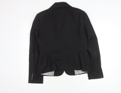 Austin Reed Women Black Pinstripe Suit Jacket Size 14 Wool Blend