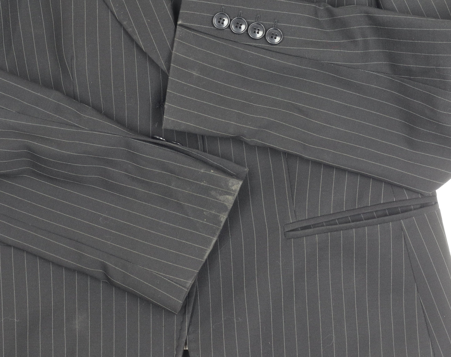 Austin Reed Women Black Pinstripe Suit Jacket Size 14 Wool Blend