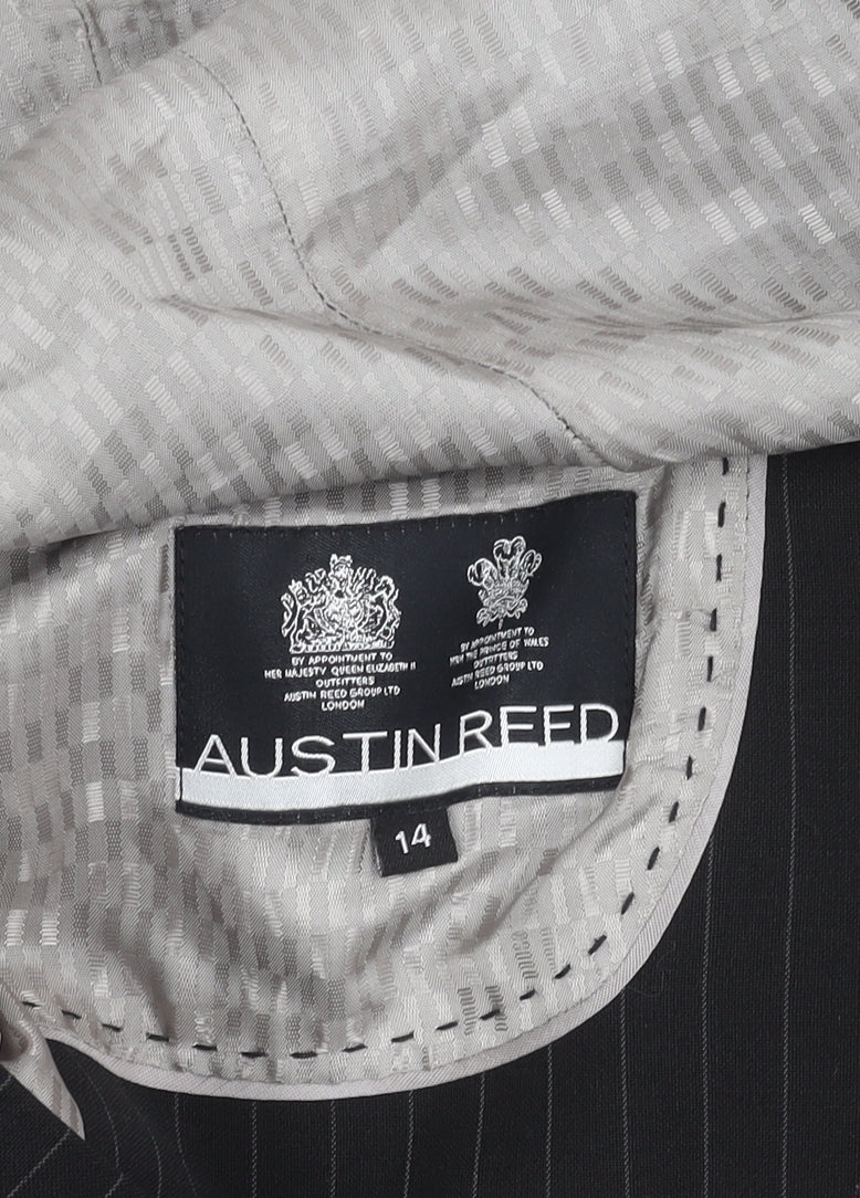 Austin Reed Women Black Pinstripe Suit Jacket Size 14 Wool Blend