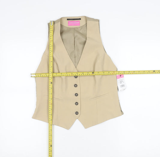 Brook Taverner Womens Beige Suit Waistcoat Slim Fit Size S