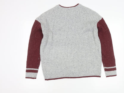 Primark Men’s Grey Red Gryffindor Knit Jumper S Long Sleeve Crew Neck