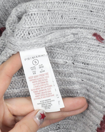 Primark Men’s Grey Red Gryffindor Knit Jumper S Long Sleeve Crew Neck