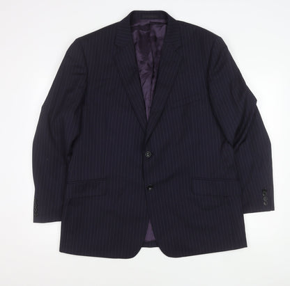 Samuel Slater Men's Dark Purple Wool Pinstripe Blazer Jacket Size 44