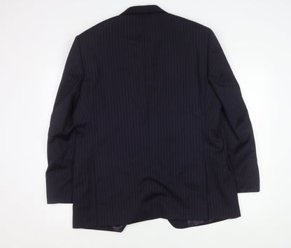 Samuel Slater Men's Dark Purple Wool Pinstripe Blazer Jacket Size 44
