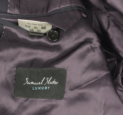 Samuel Slater Men's Dark Purple Wool Pinstripe Blazer Jacket Size 44