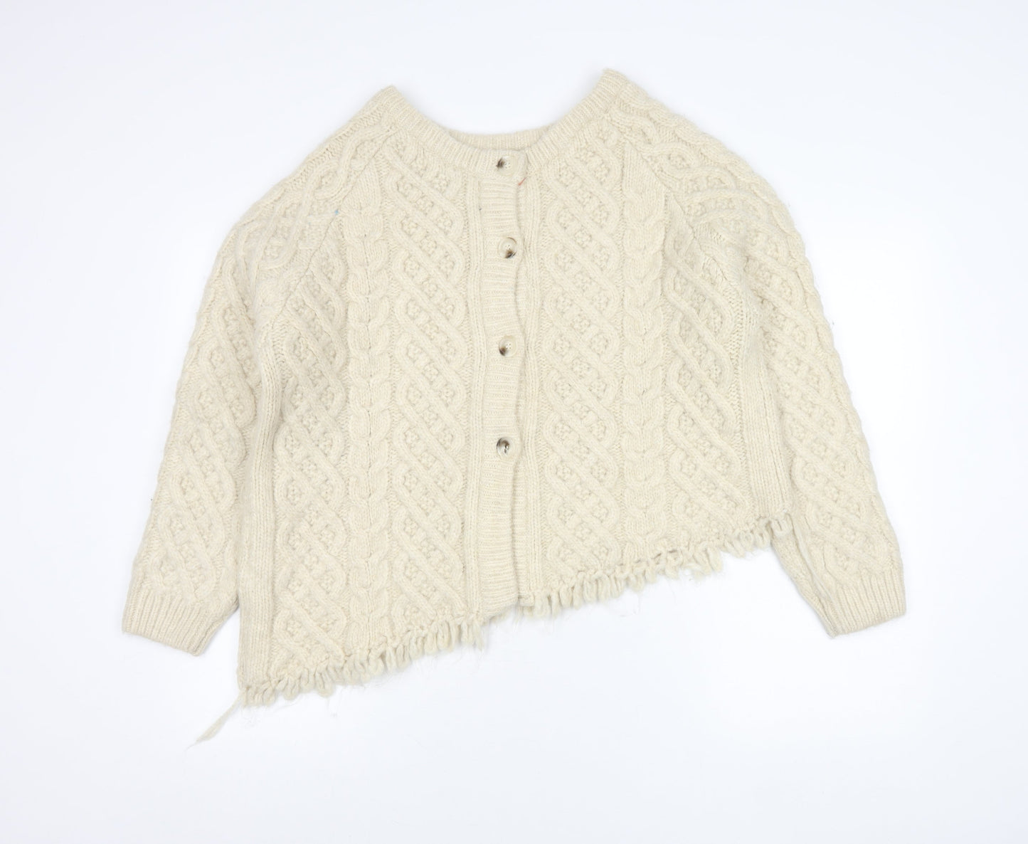 Womens UK Size M Zara Ivory Cardigan Jumper