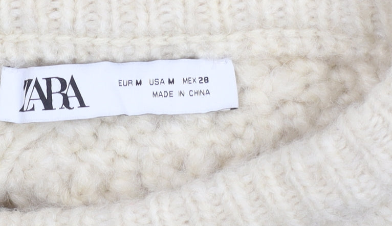 Womens UK Size M Zara Ivory Cardigan Jumper