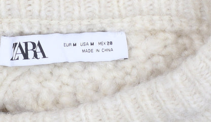 Womens UK Size M Zara Ivory Cardigan Jumper
