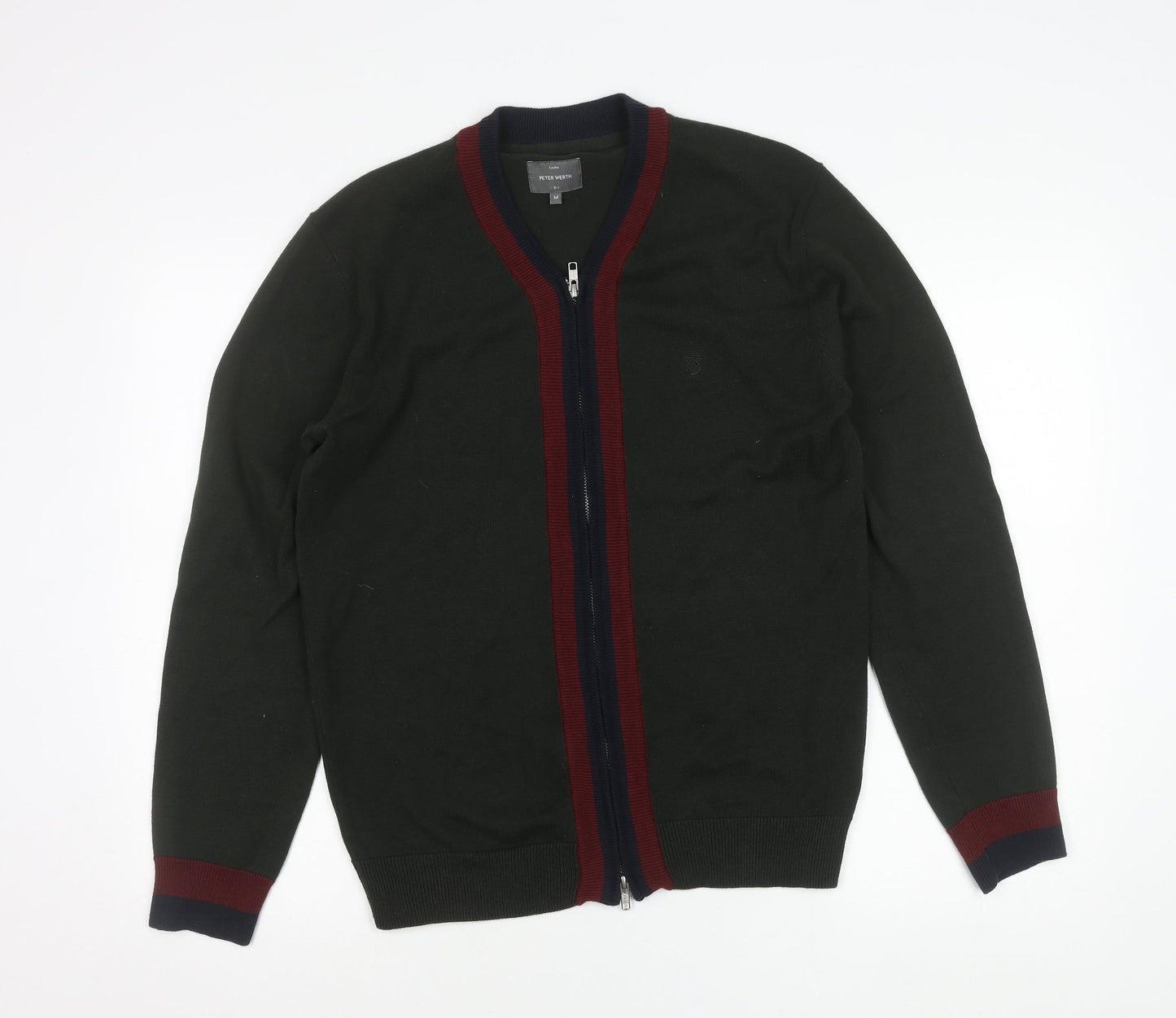 Peter Werth Mens Green Full Zip Cotton Cardigan Jumper M