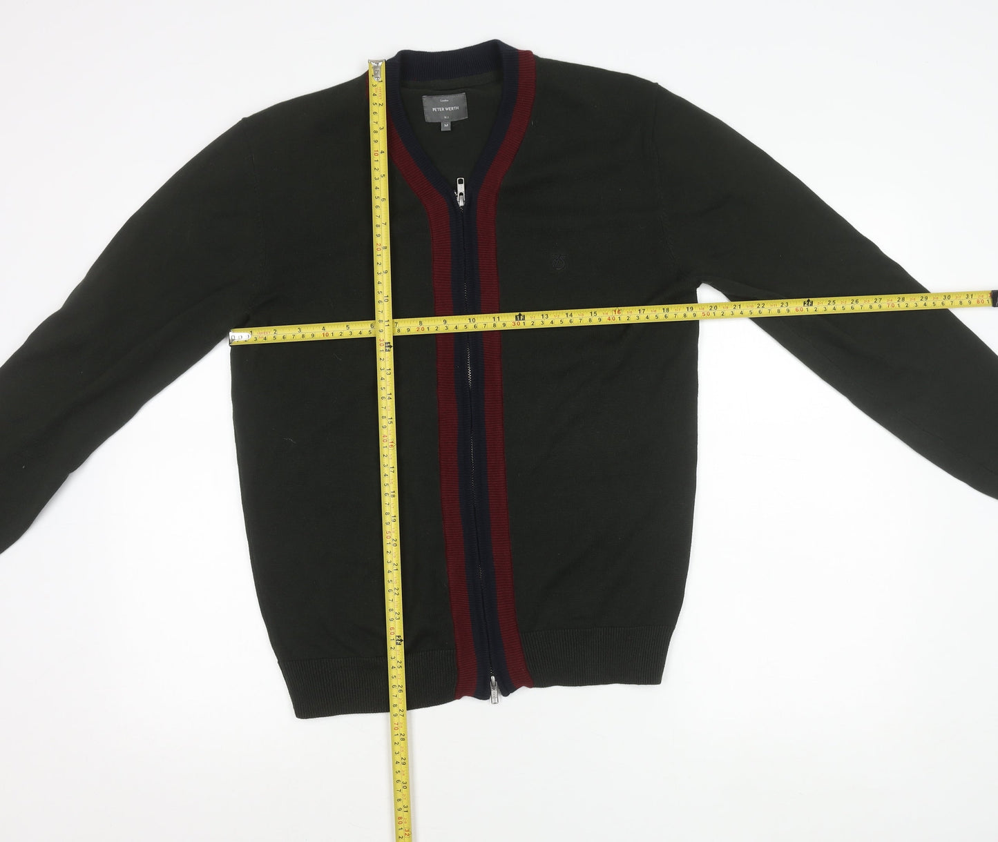 Peter Werth Mens Green Full Zip Cotton Cardigan Jumper M