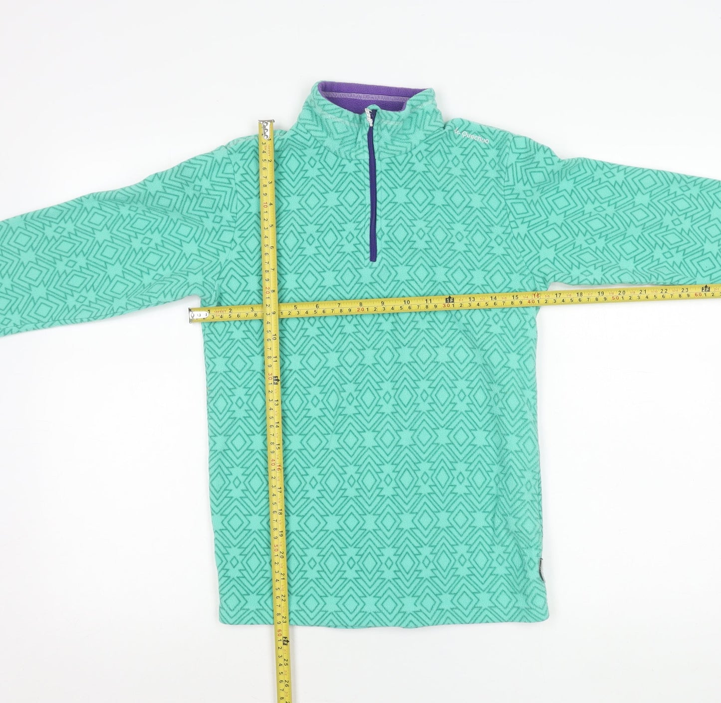 Decathlon Girls Green Fleece Sweatshirt 14 Years 1/4 Zip Hiking Pullover