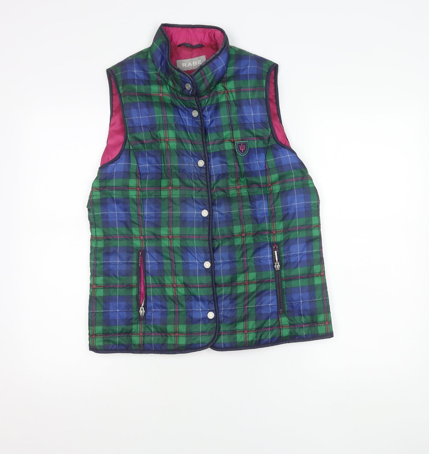 Rabe Womens Multicoloured Quilted Waistcoat Size 14 Check Sleeveless